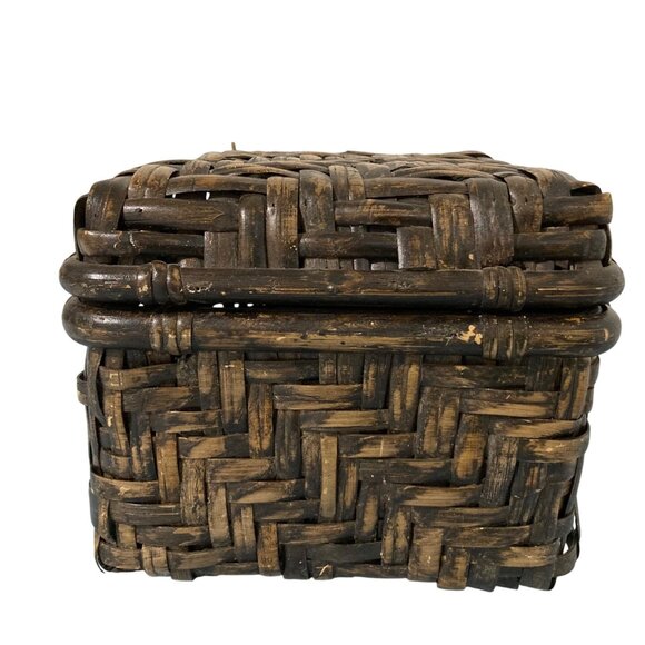 Vintage Japanese Bamboo Wicker Tea Basket Box - Picture 6 of 10